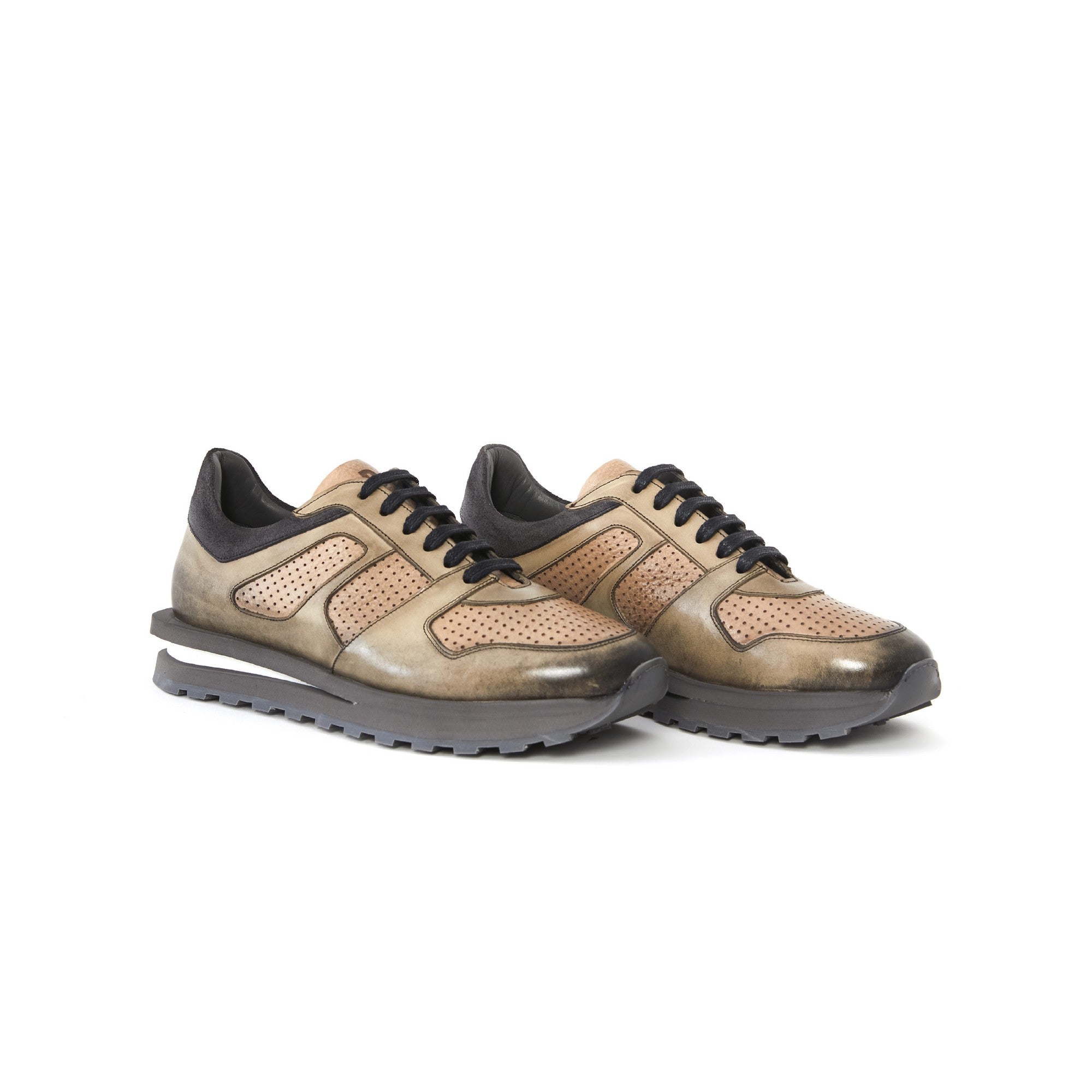 Men's Calf Leather Handmade Sneakers M8013