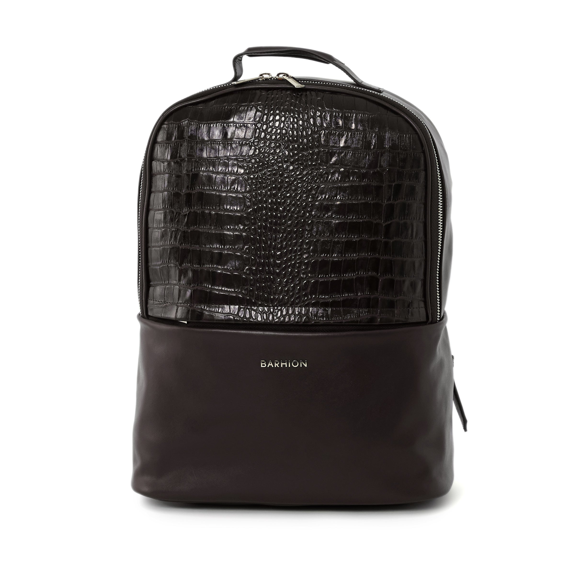 Men's Calf Leather Crocodile Embossed Handmade Backpack U25001