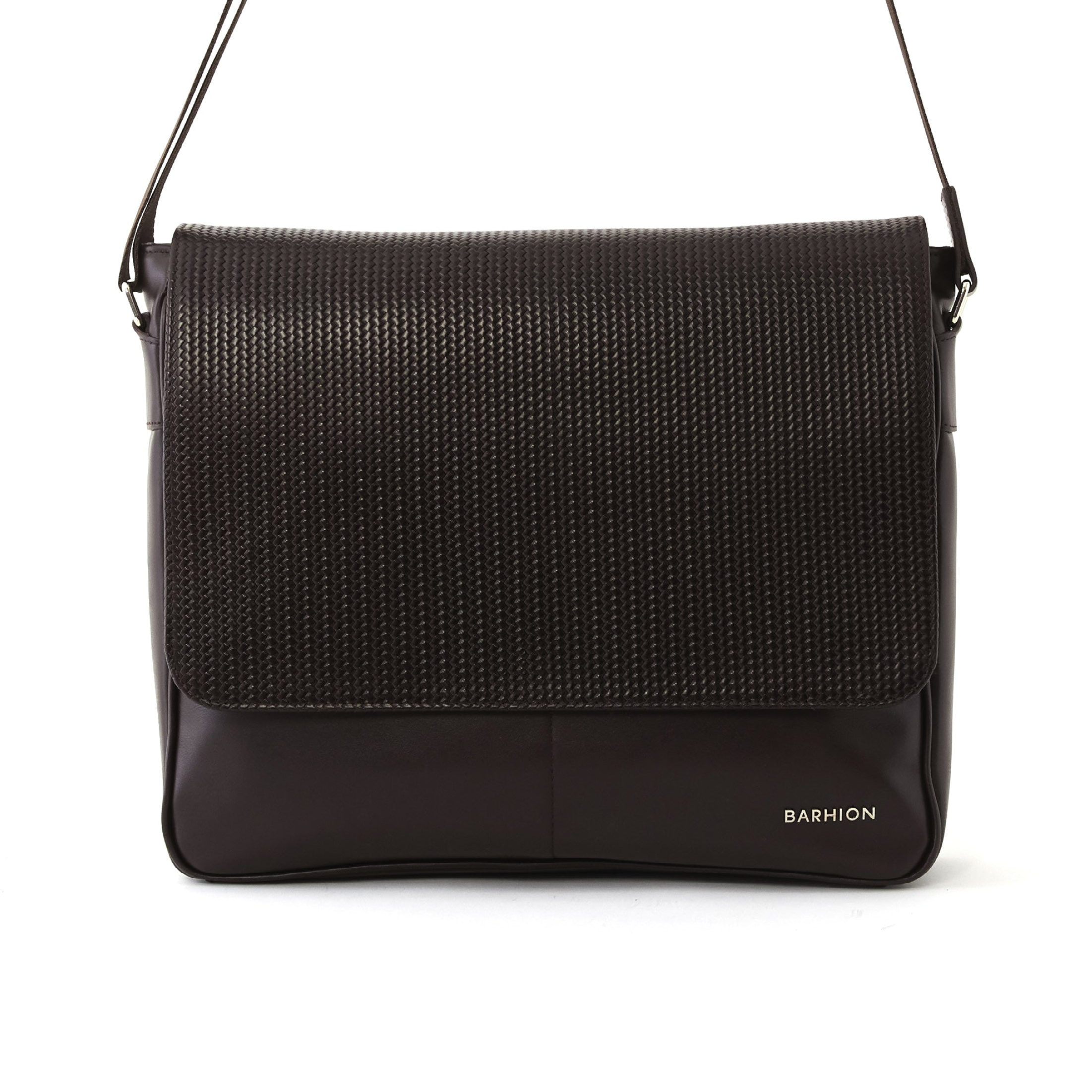 Men's Calf Leather Knit Pattern Handmade Laptop Bag U25004