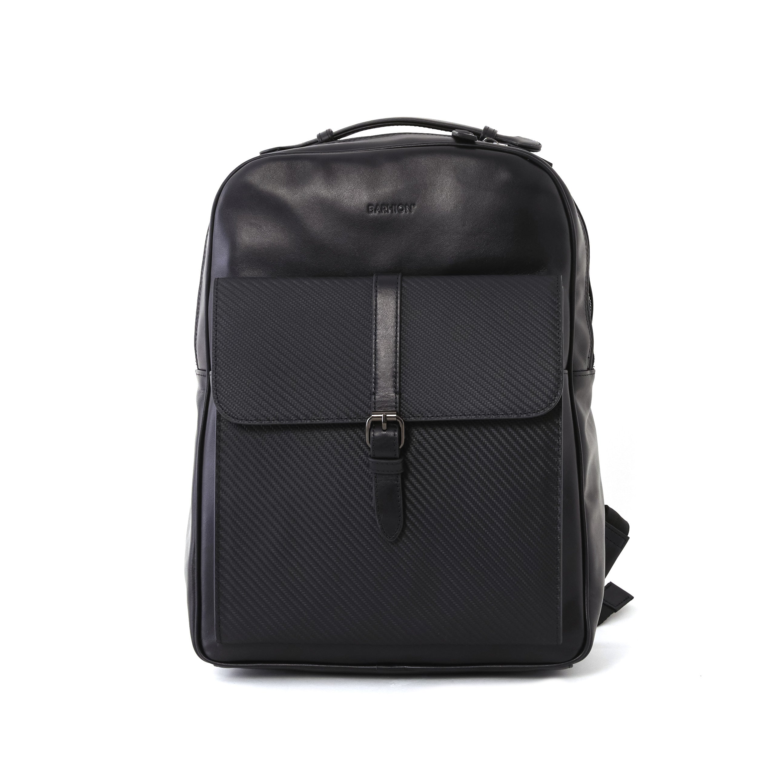 Men's Calf Leather Knit Pattern Handmade Backpack U25012