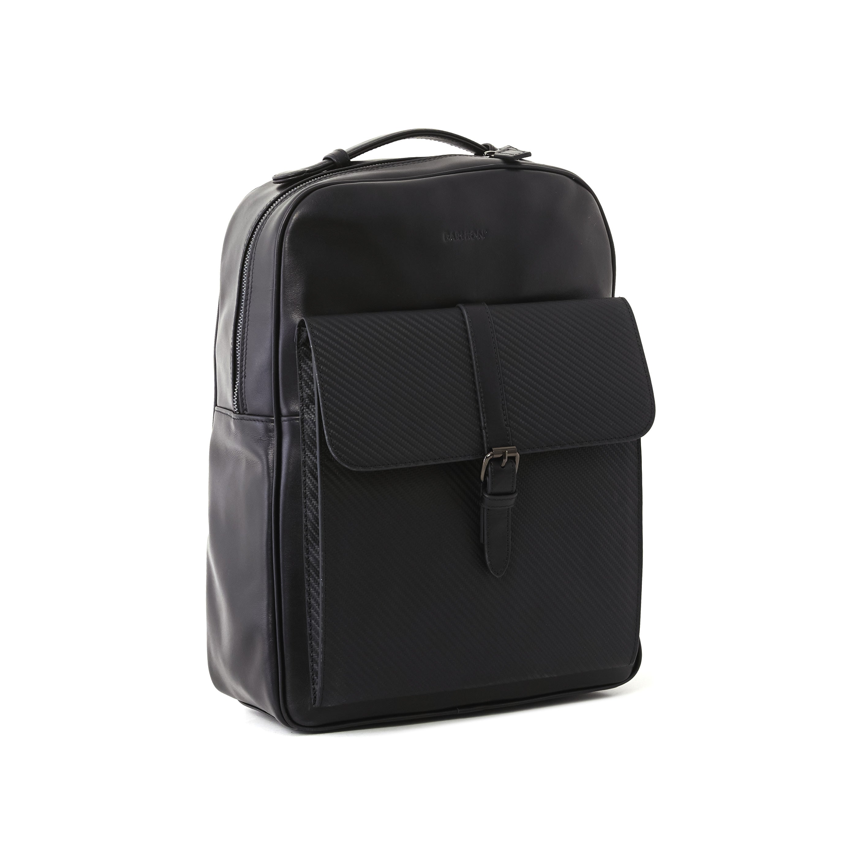 Men's Calf Leather Knit Pattern Handmade Backpack U25012