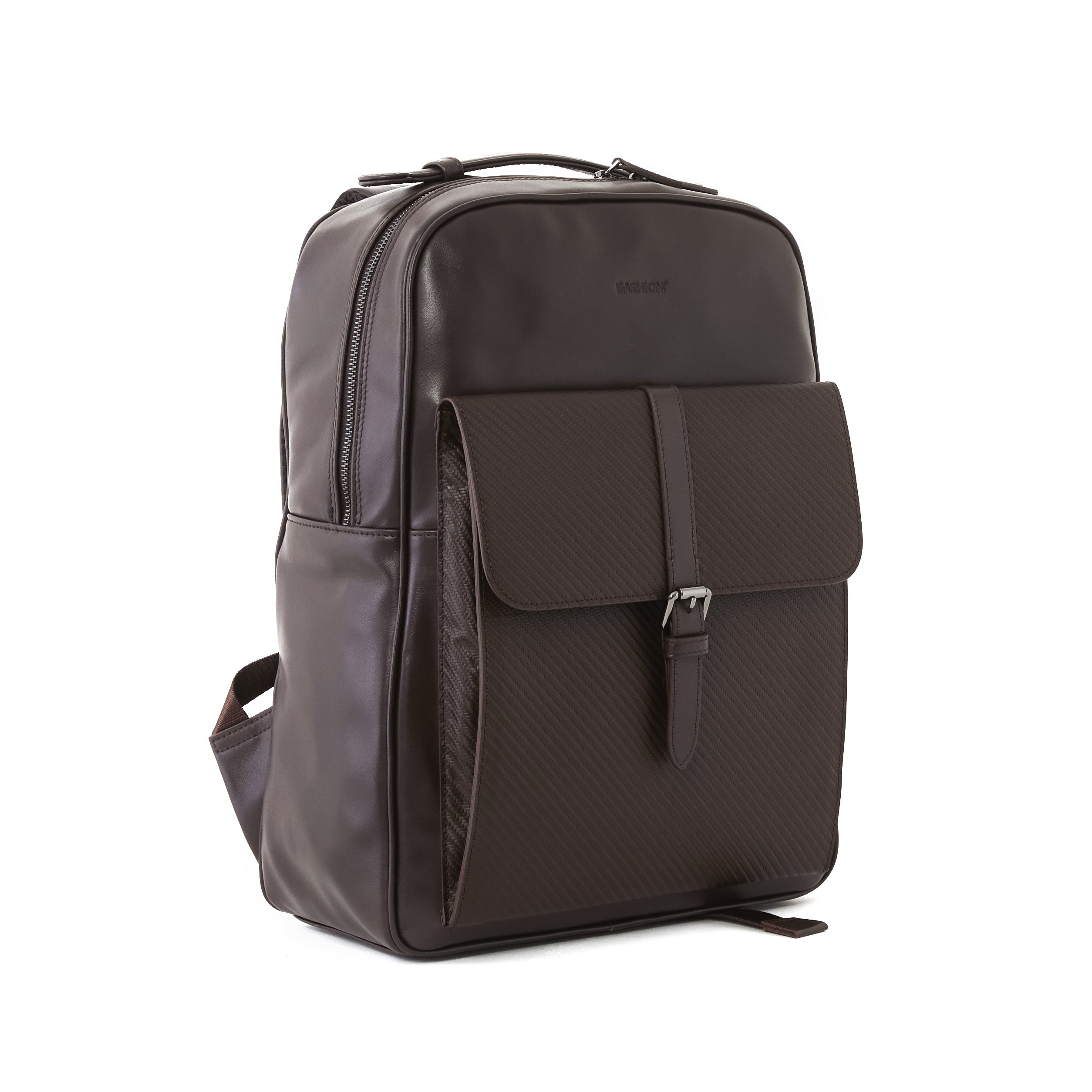 Men's Calf Leather Knit Pattern Handmade Backpack U25012