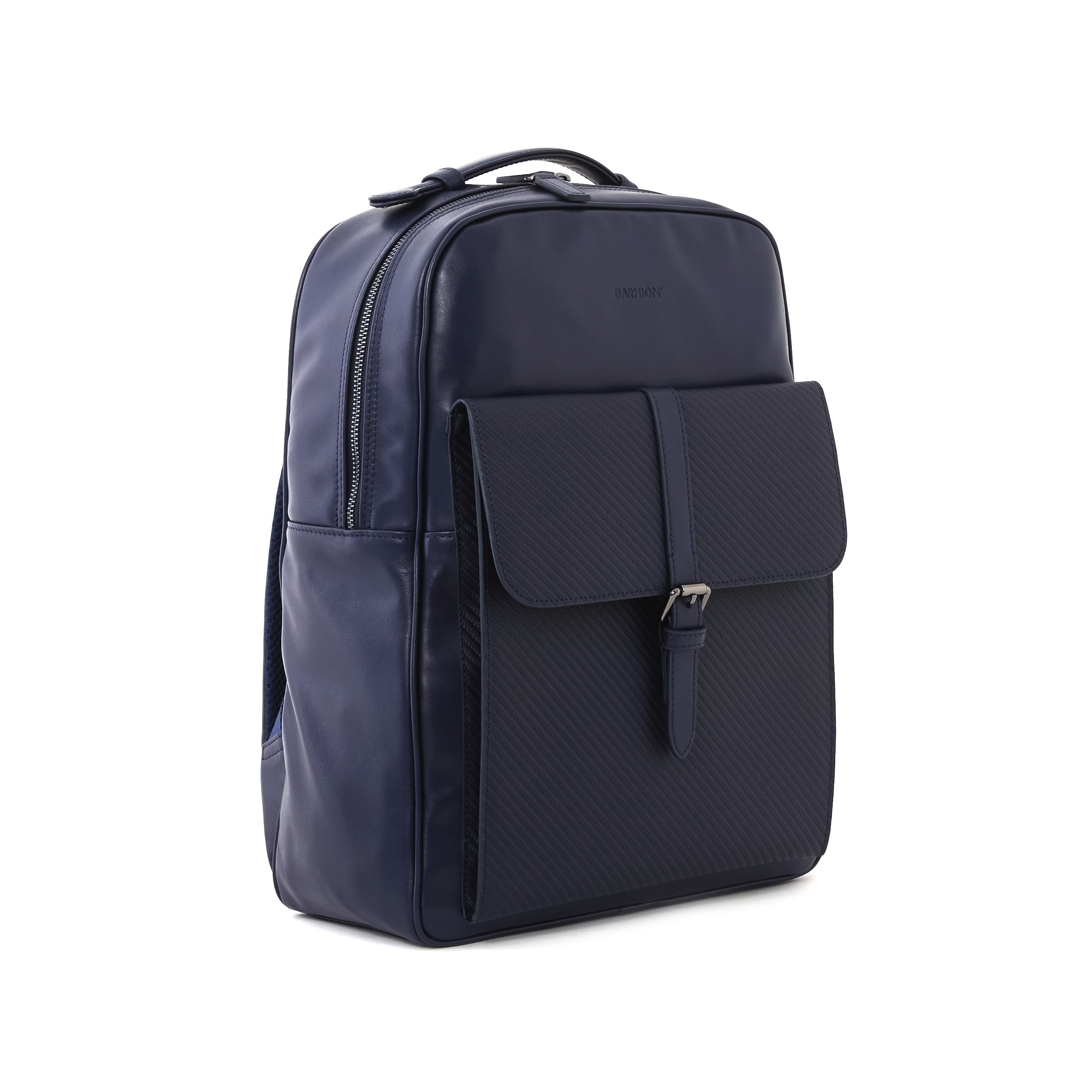 Men's Calf Leather Knit Pattern Handmade Backpack U25012