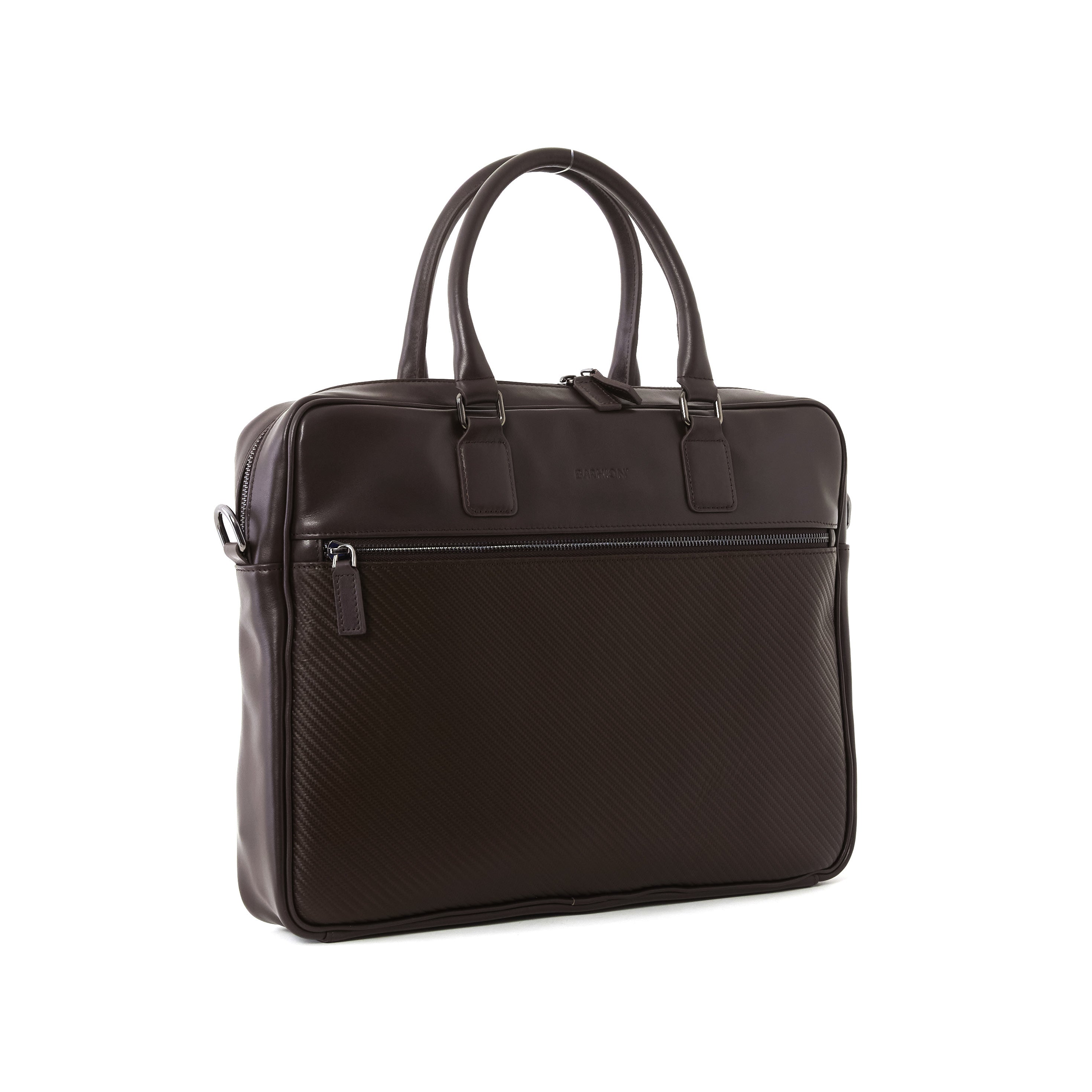 Men's Calf Leather Knit Pattern Handmade Laptop Bag U25013