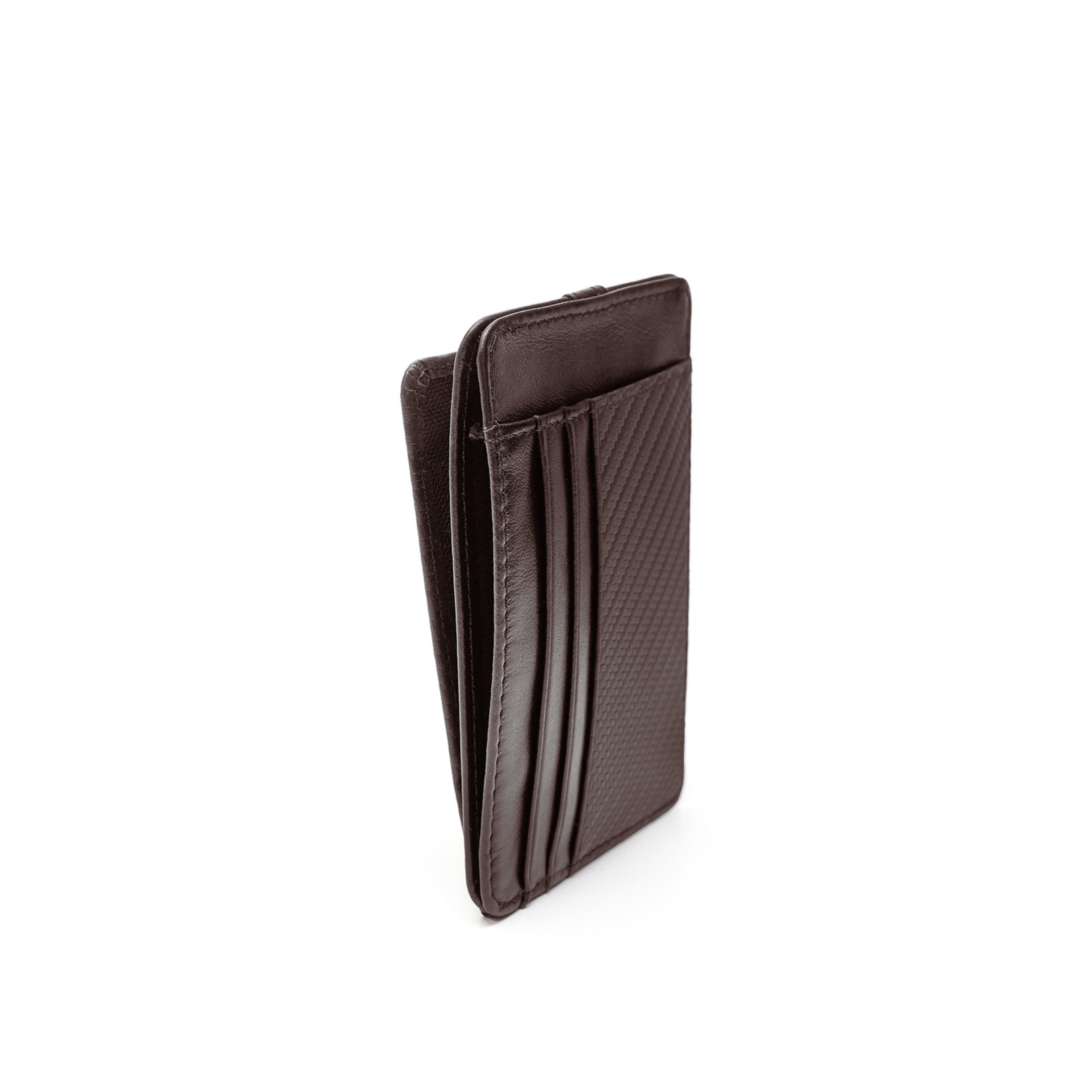 Men's Calf Leather Knit Pattern Handmade Cardholder Wallet U25015 14