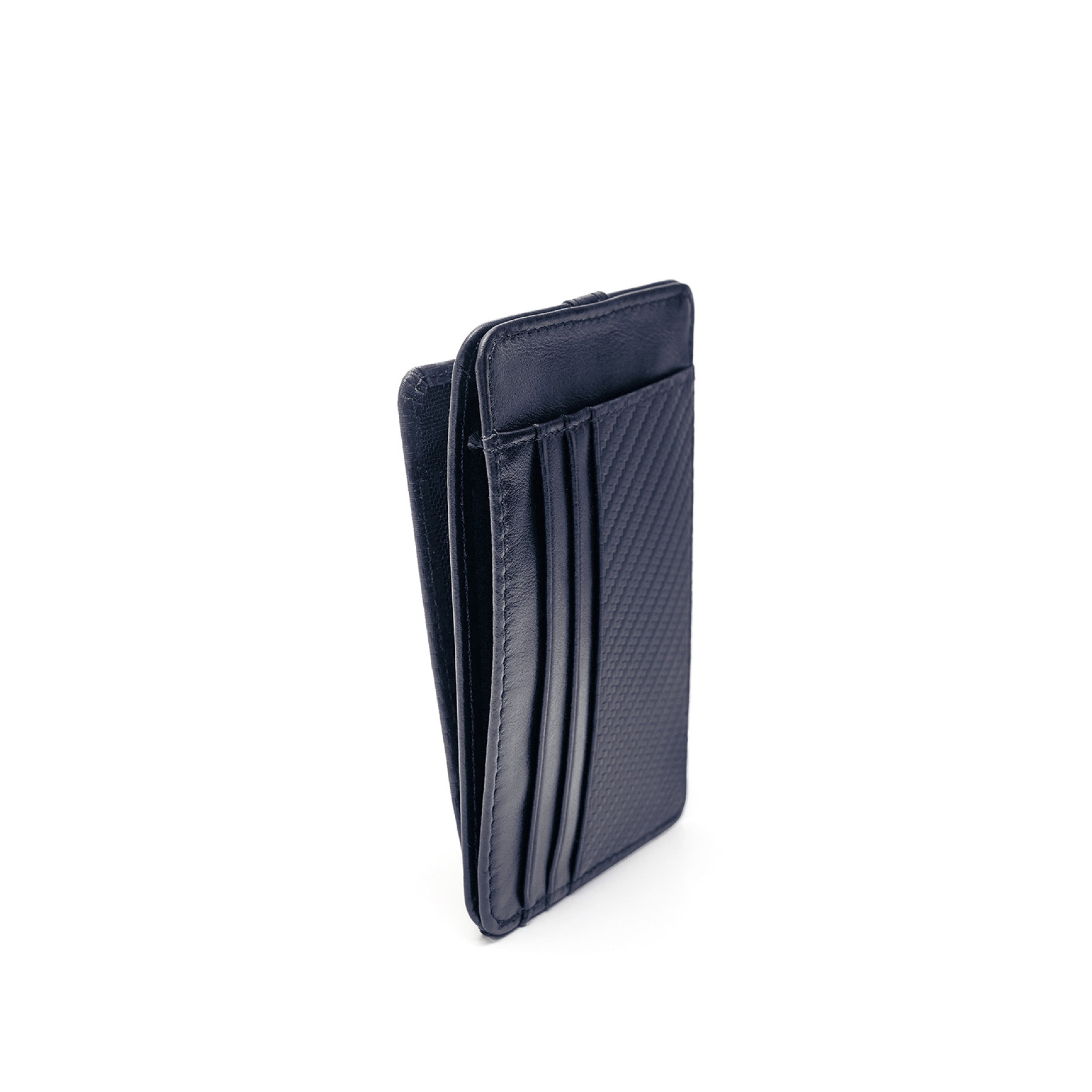 Men's Calf Leather Knit Pattern Handmade Cardholder Wallet U25015 4