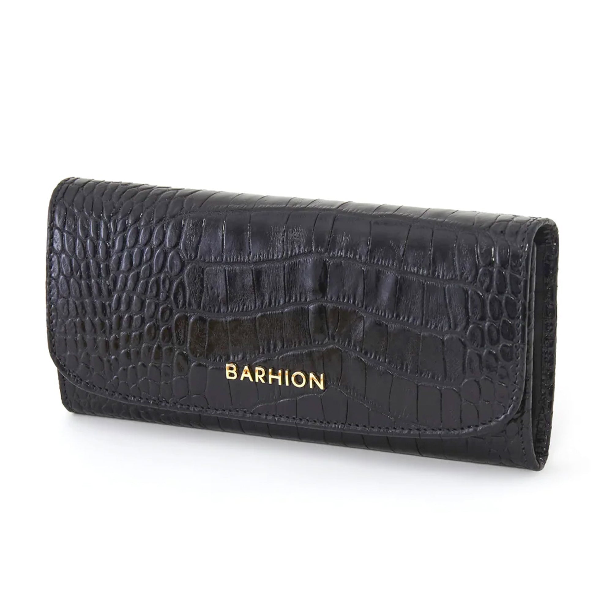 Women's Calf Leather Crocodile Embossed Handmade Wallet W25026