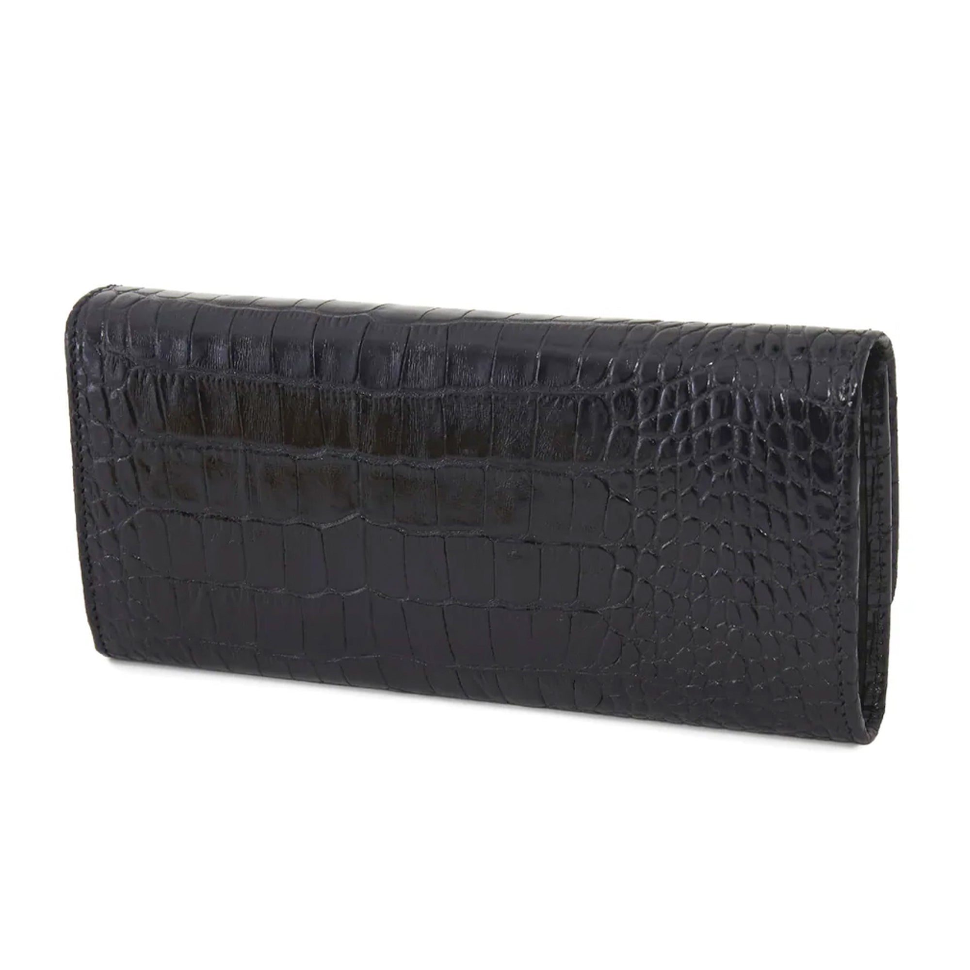 Women's Calf Leather Crocodile Embossed Handmade Wallet W25026