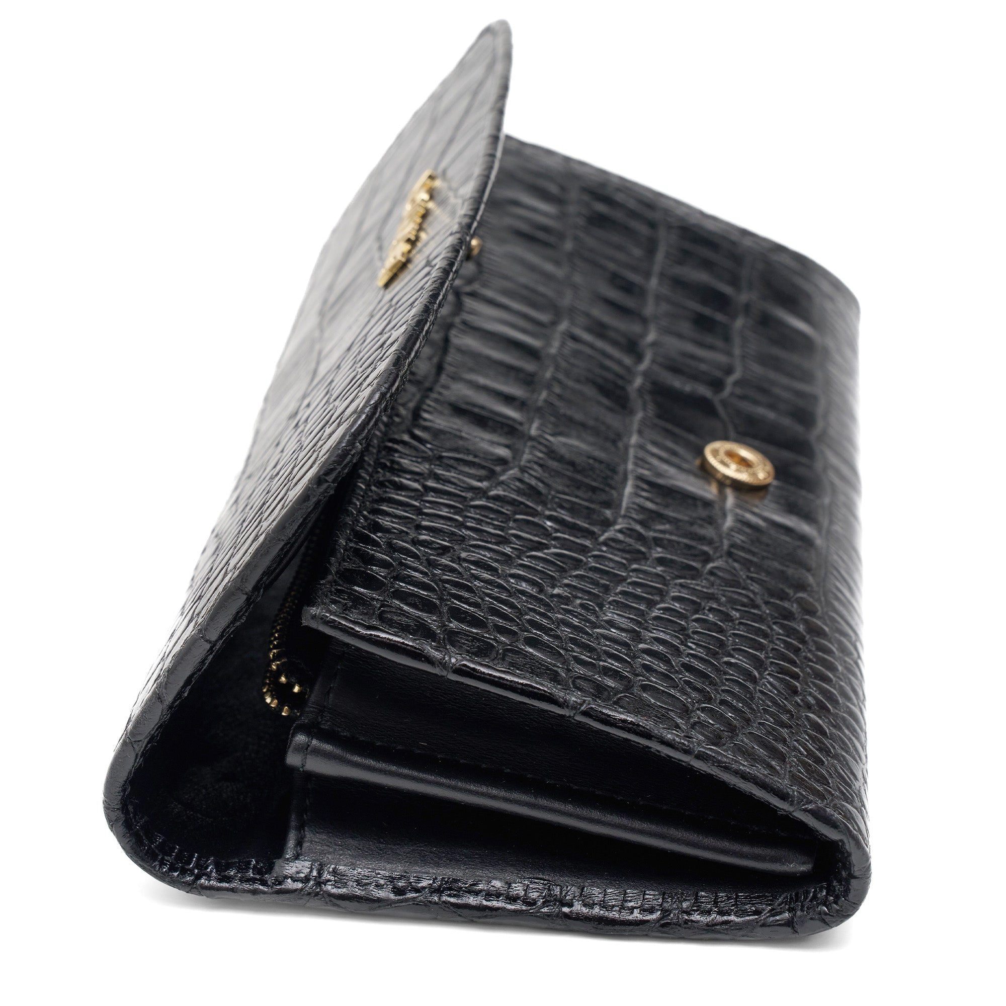 Women's Calf Leather Crocodile Embossed Handmade Wallet W25026