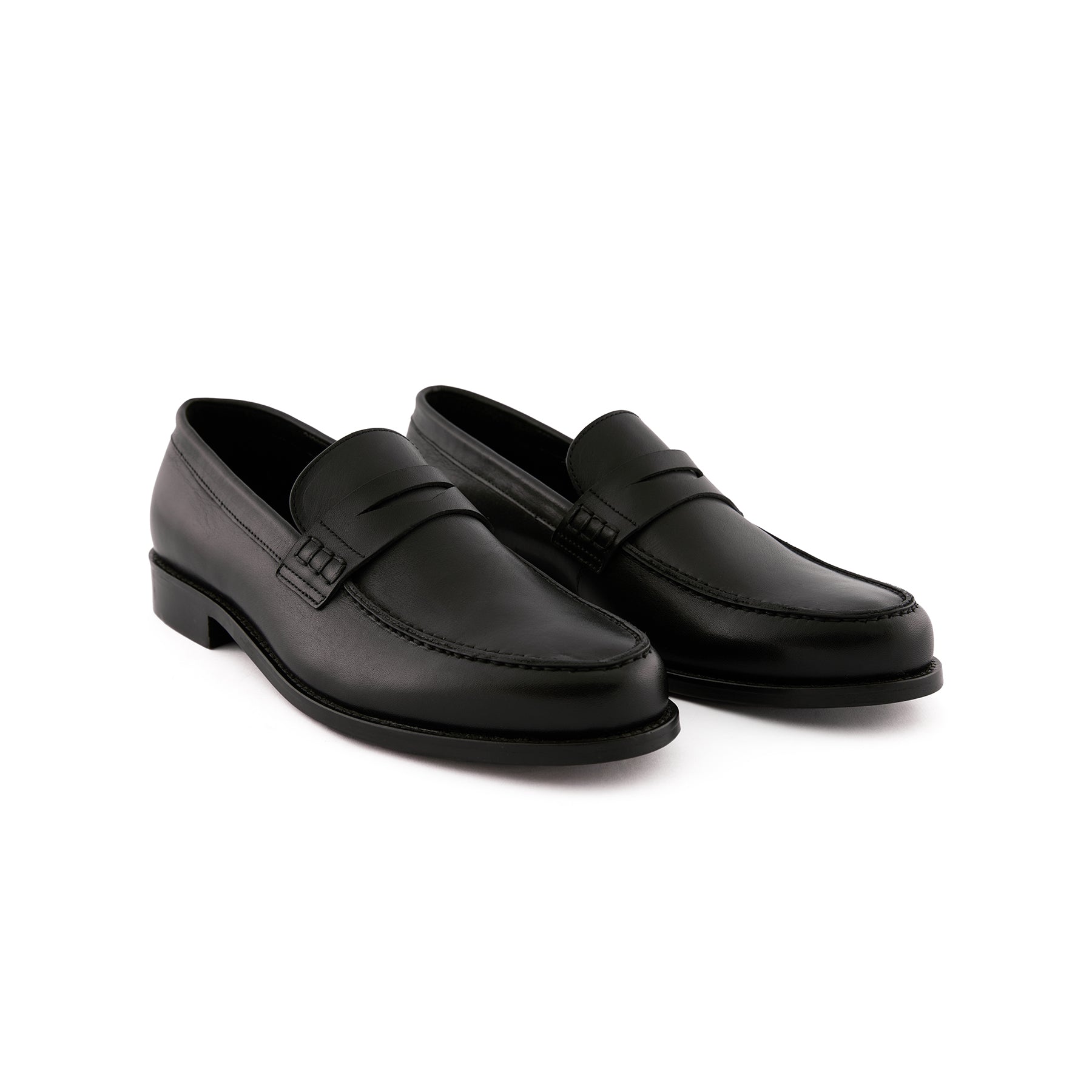 Men's Black Handmade Penny Loafer Shoes M7000