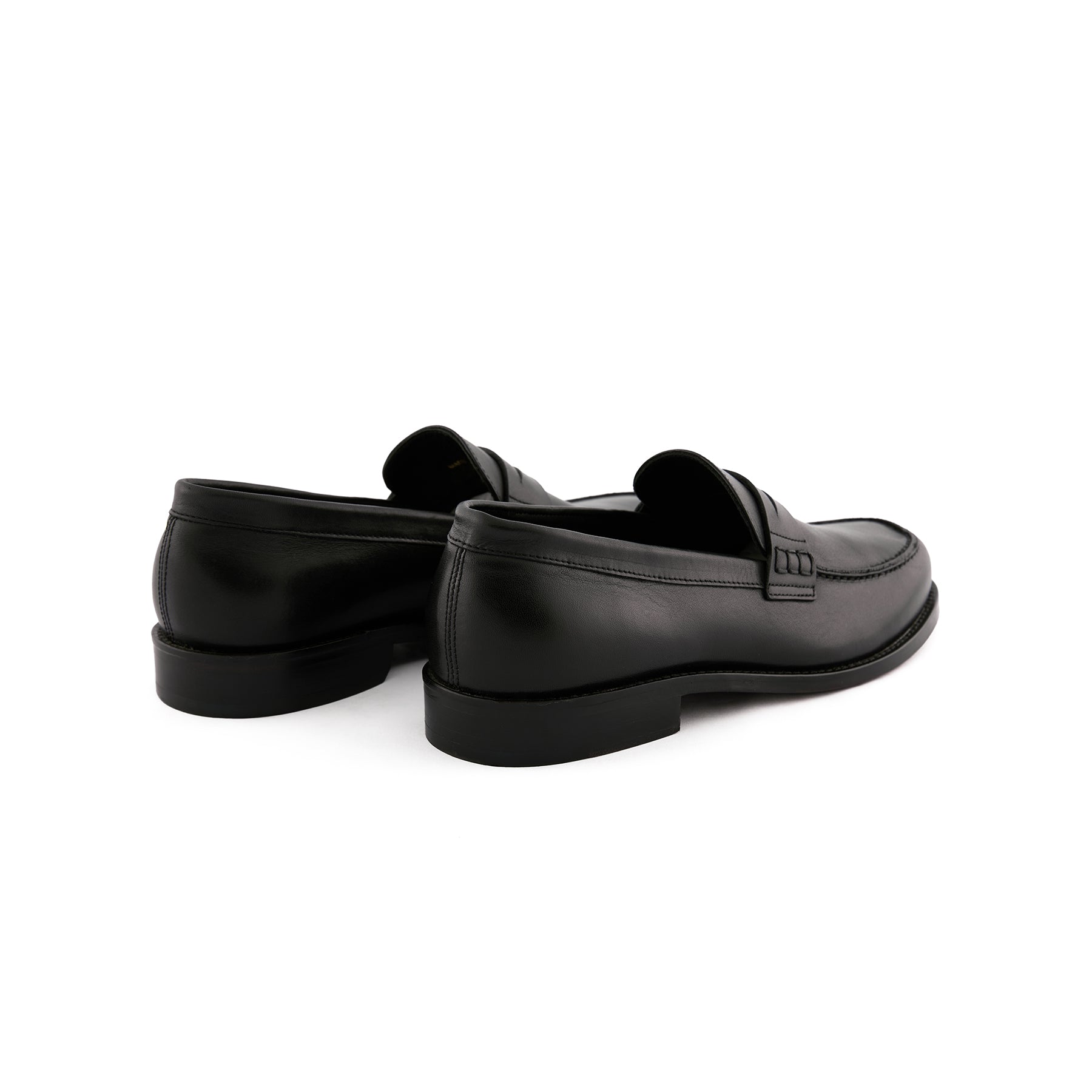 Men's Black Handmade Penny Loafer Shoes M7000