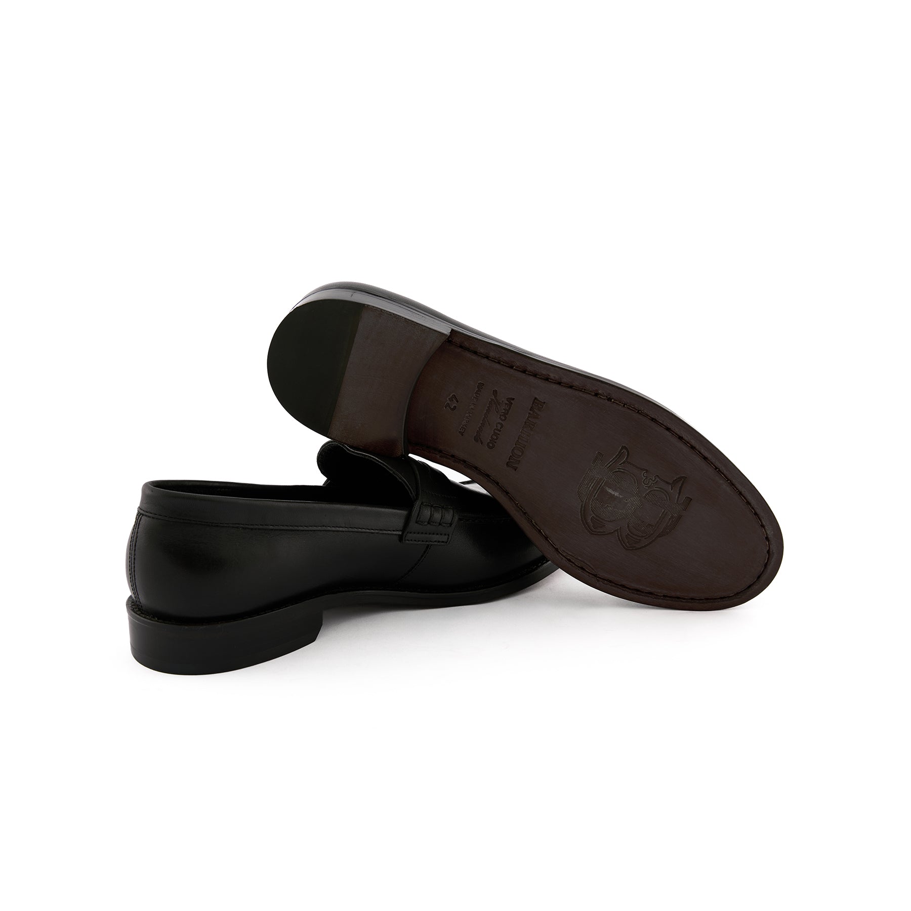 Men's Black Handmade Penny Loafer Shoes M7000