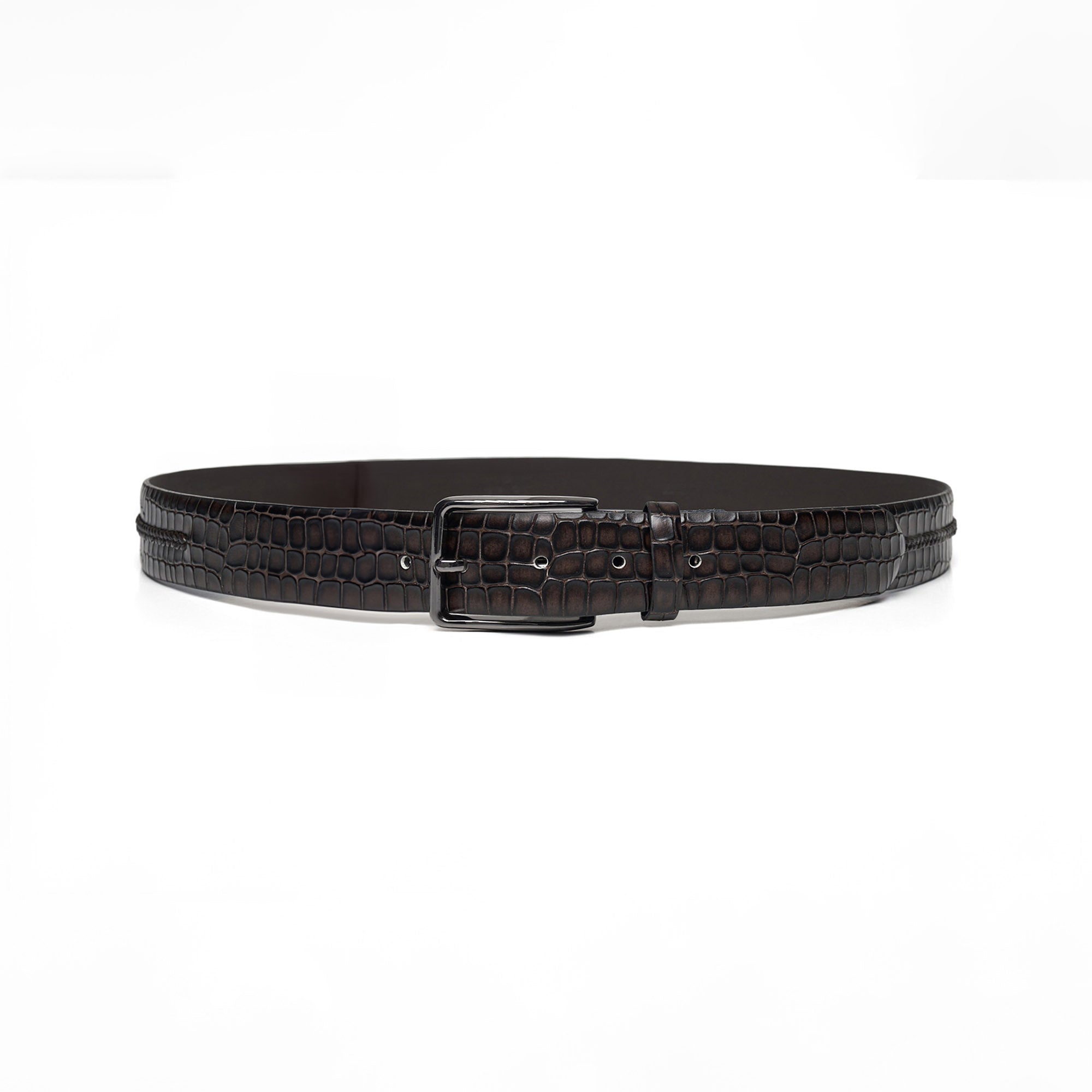 Men's Crocodile Embossed Calf Leather Handmade Belt M105