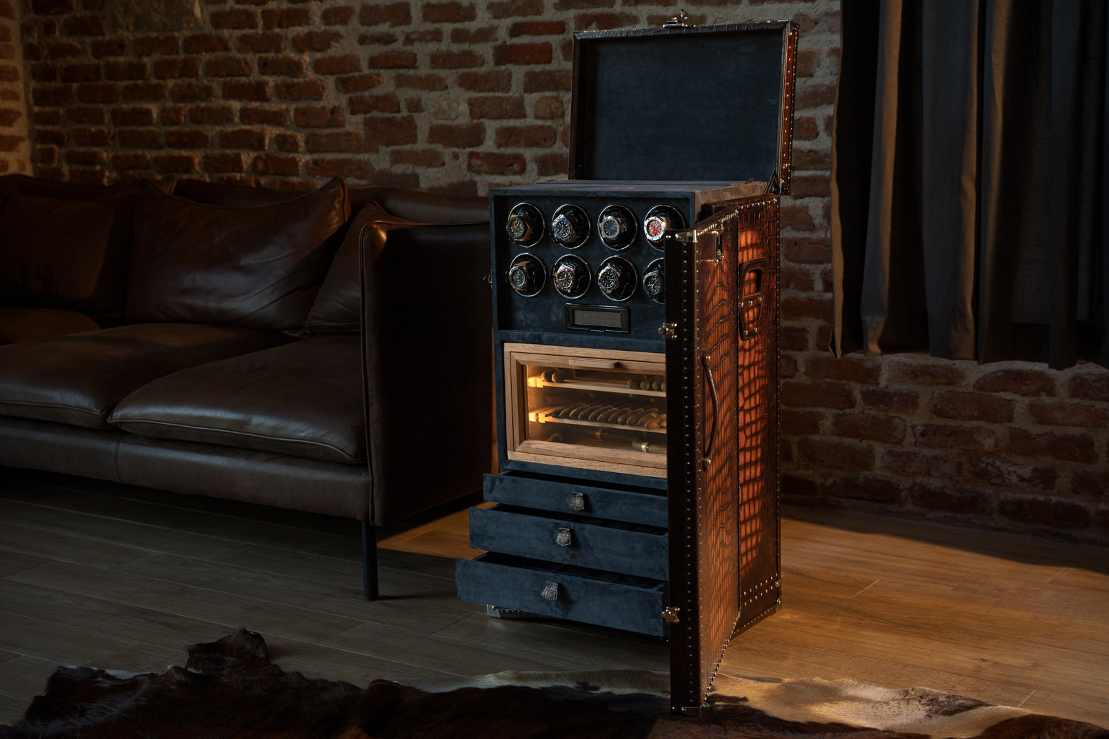 Barhion Watch Winder Trunk - CP Patina Brown