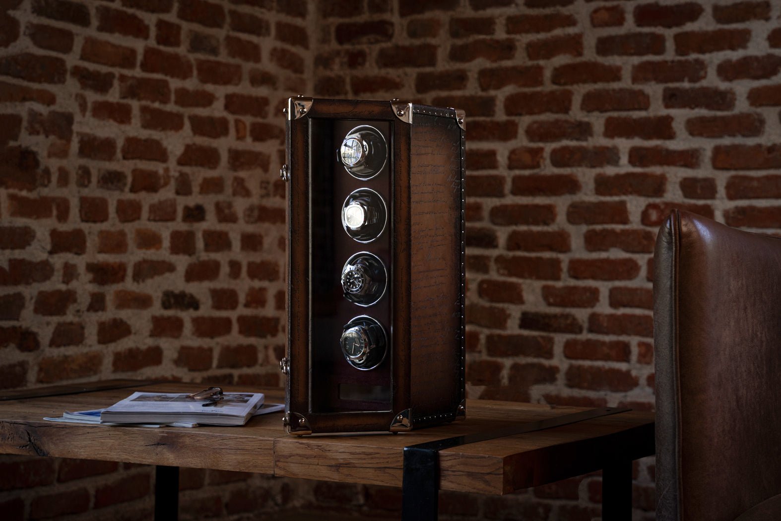 Barhion Watch Winder - Parchment Patina Java