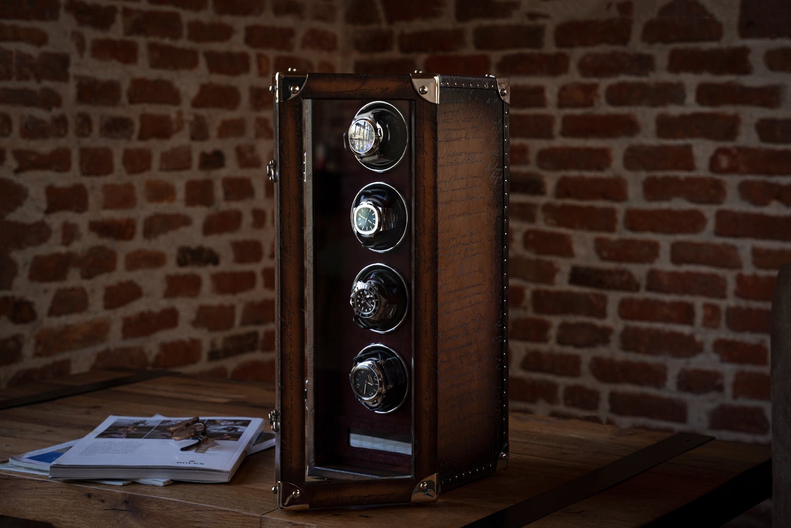 Barhion Watch Winder - Parchment Patina Java