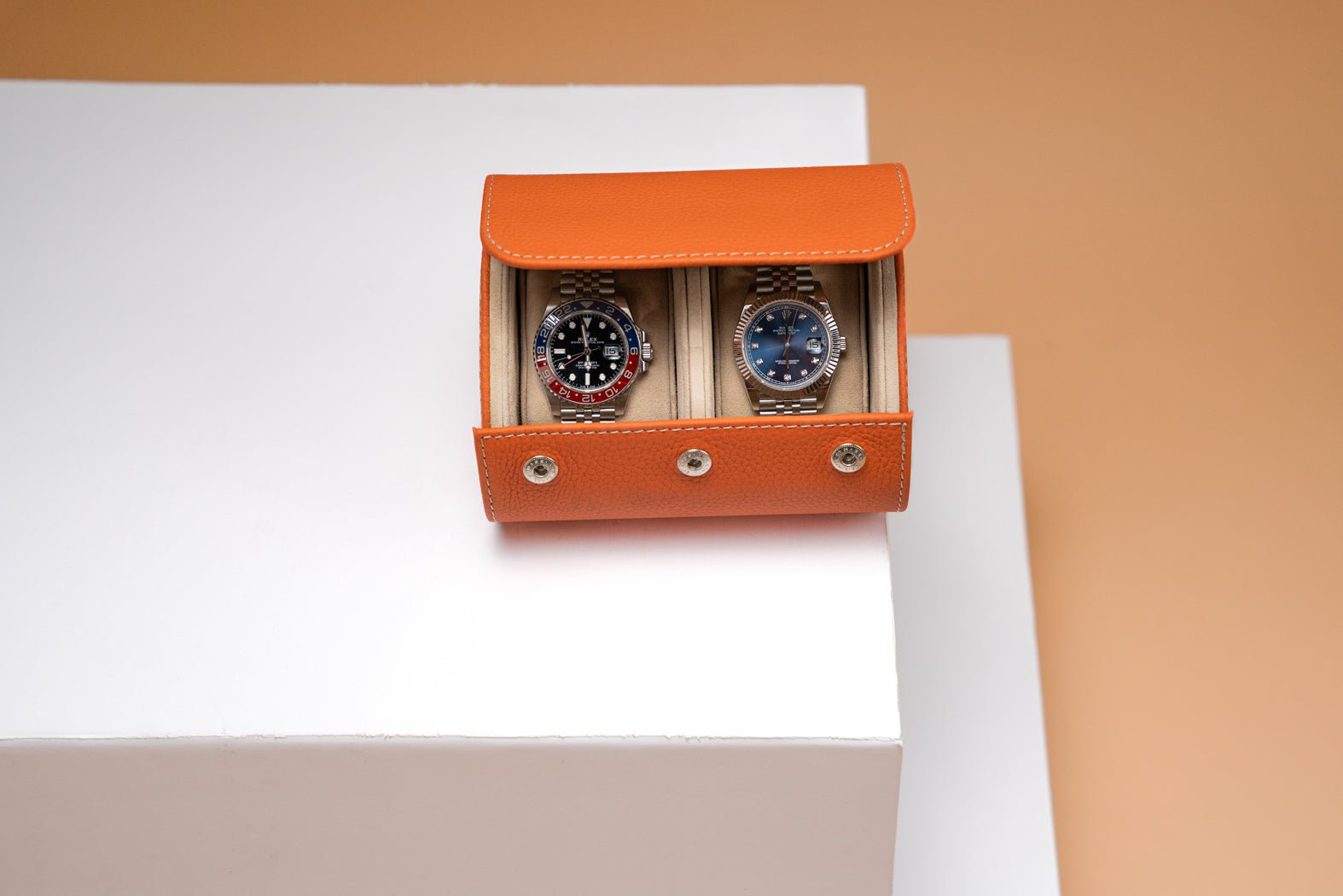 Barhion Galata Togo Orange Watch Roll for 3 Watches