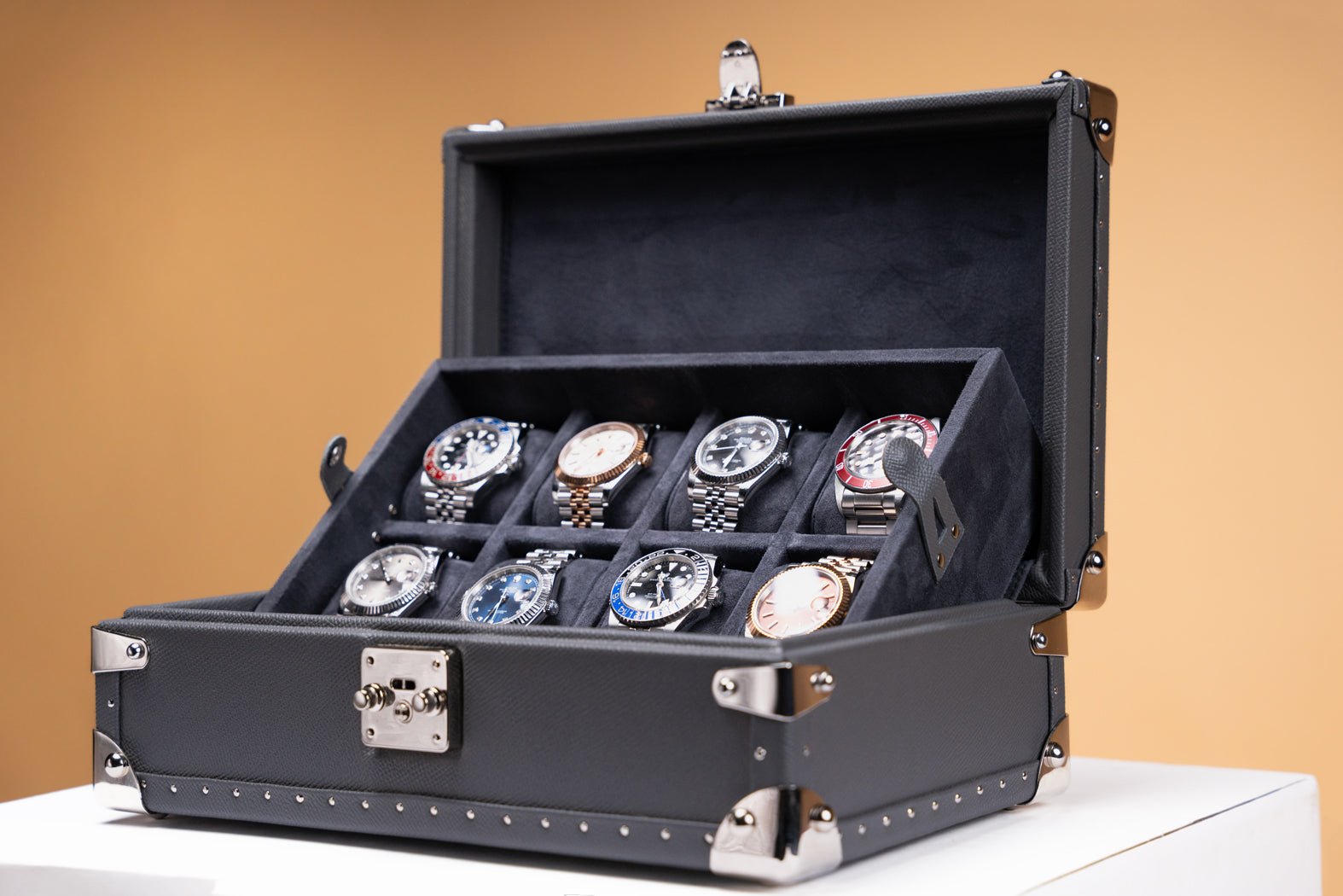 Barhion Petra Watch Case - Saffiano Dark Grey For 8 Watches